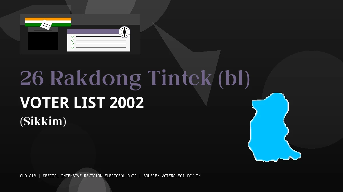 26 Rakdong Tintek (bl) Voter List 2002 PDF Download Sikkim