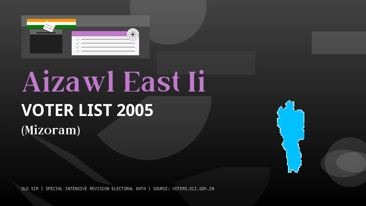 Aizawl East Ii Voter List 2005 PDF Download Mizoram