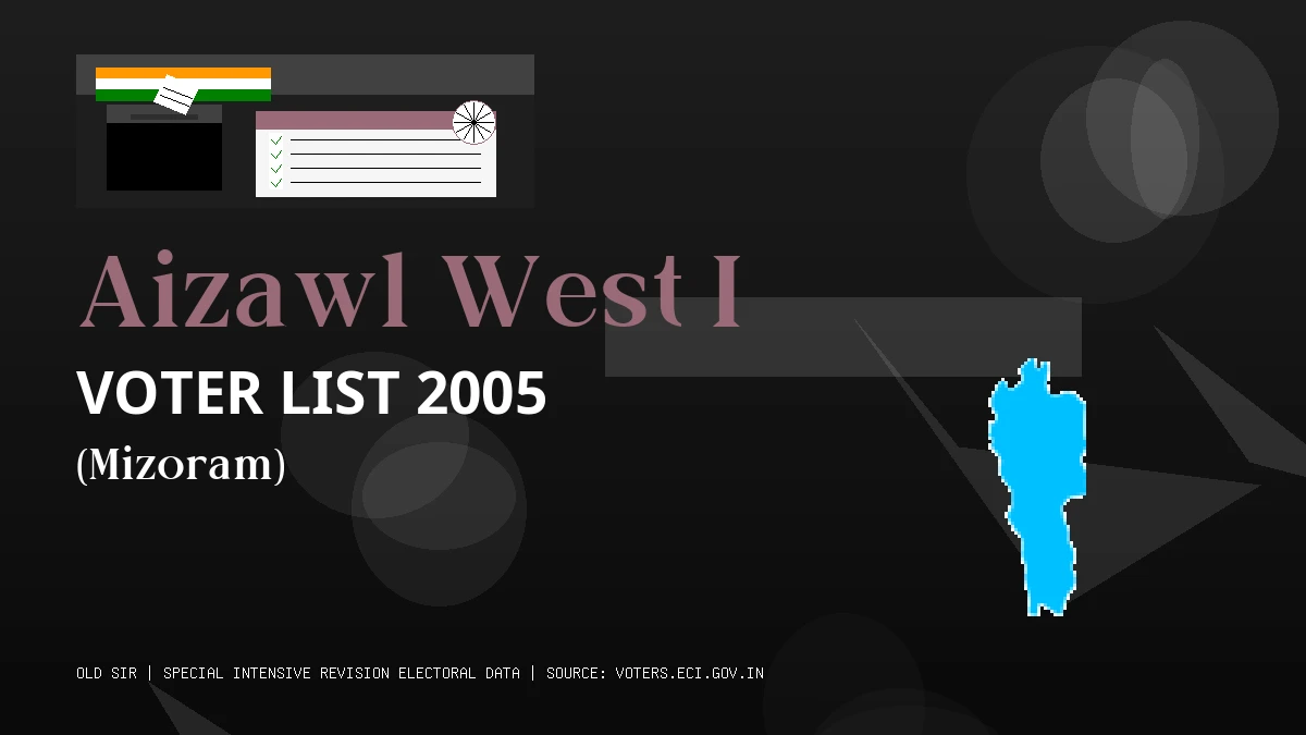 Aizawl West I Voter List 2005 PDF Download Mizoram