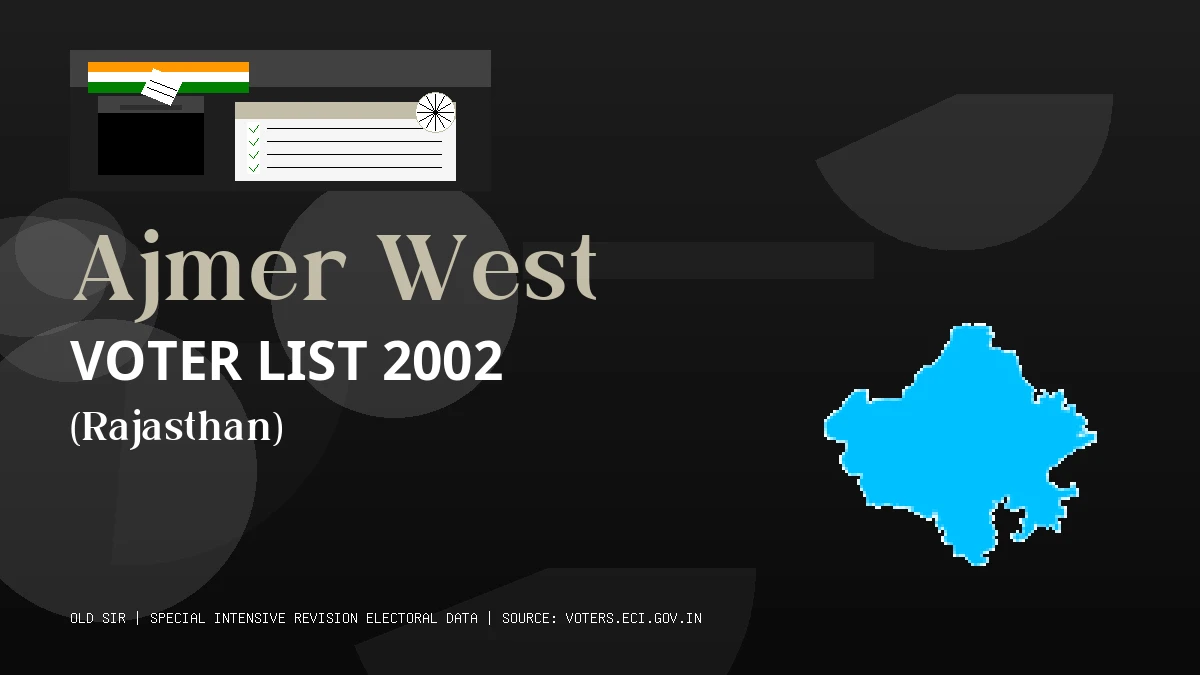 Ajmer West Voter List 2002 PDF Download Rajasthan