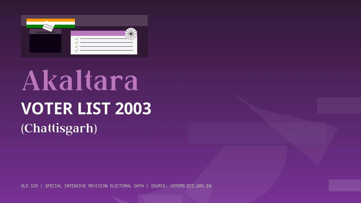 Akaltara Voter List 2003 PDF Download Chattisgarh