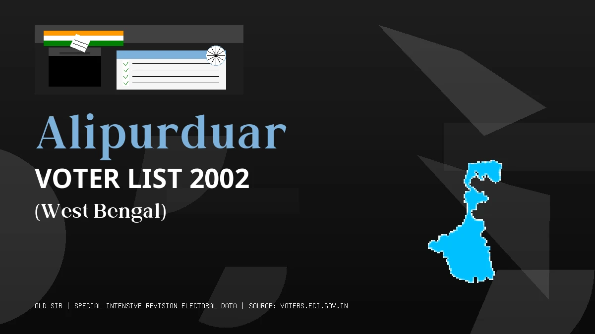 Alipurduar Voter List 2002 PDF Download West Bengal