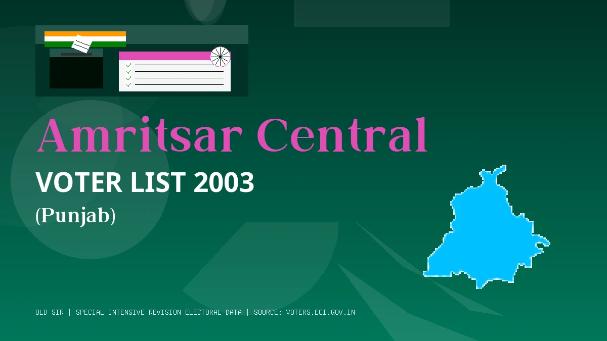 Amritsar Central Voter List 2003 PDF Download Punjab
