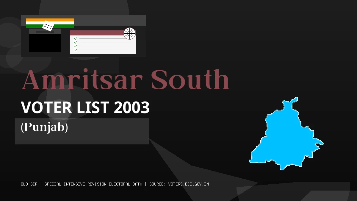 Amritsar South Voter List 2003 PDF Download Punjab