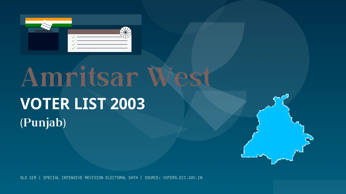Amritsar West Voter List 2003 PDF Download Punjab