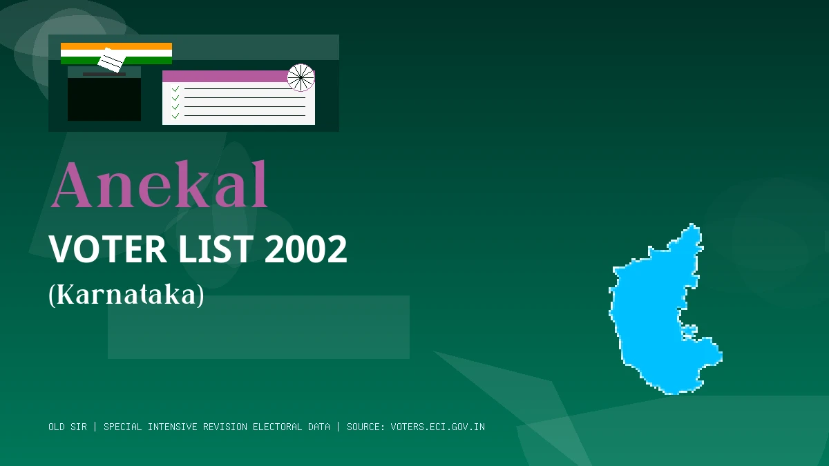 Anekal Voter List 2002 PDF Download Karnataka