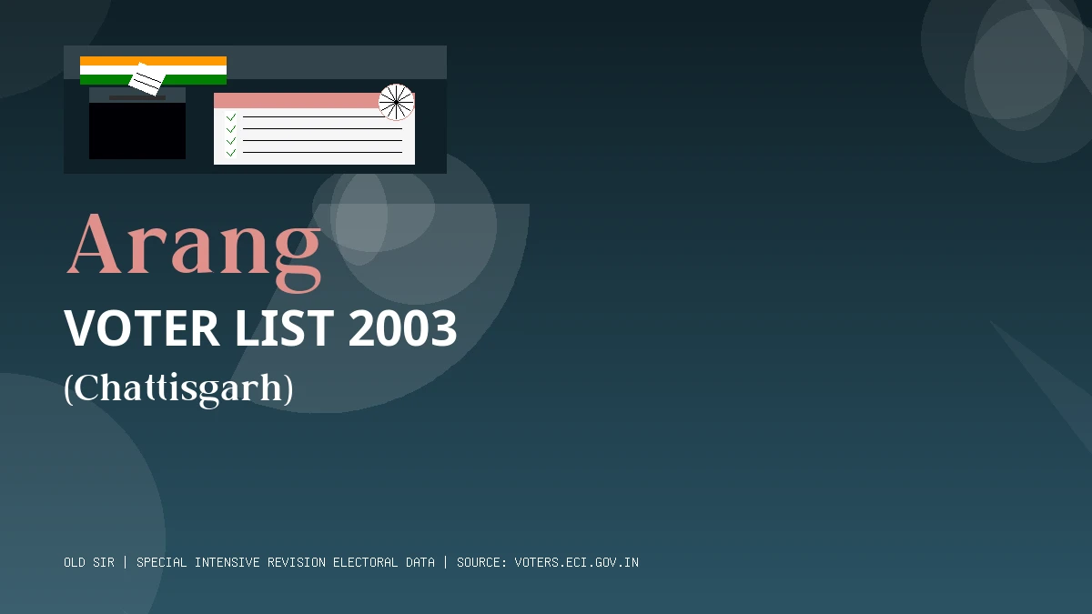 Arang Voter List 2003 PDF Download Chattisgarh