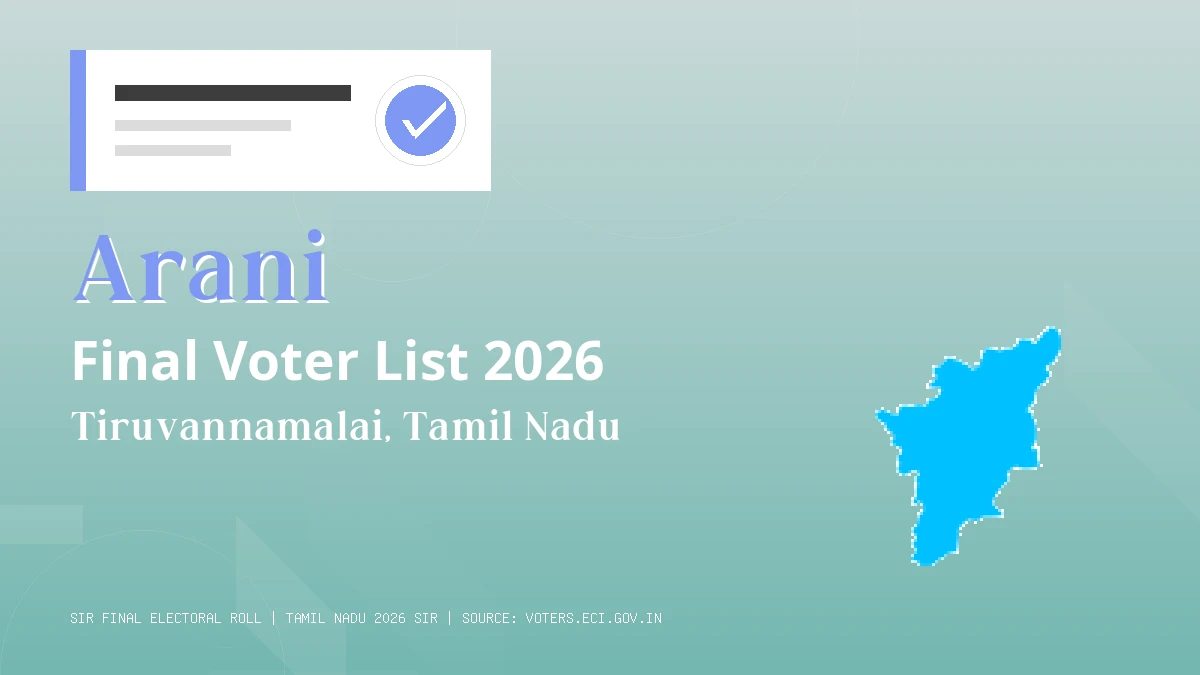 Arani Final Voter List 2026 Tamil Nadu