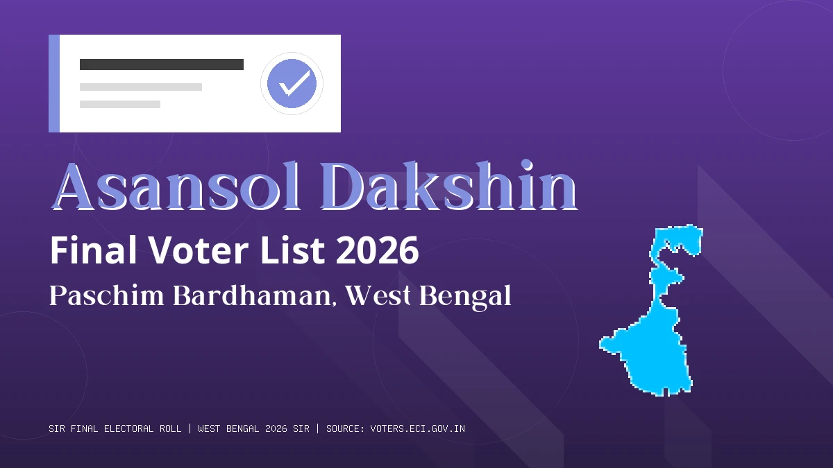 Asansol Dakshin Final Voter List 2026 West Bengal
