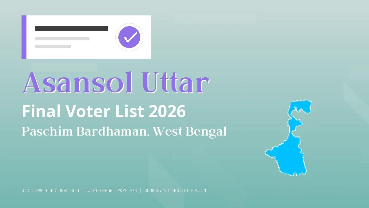 Asansol Uttar Final Voter List 2026 West Bengal