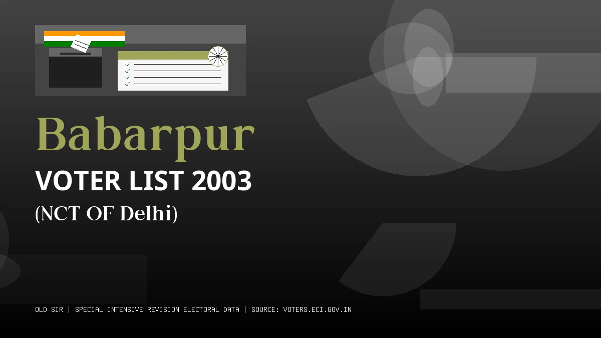 Babarpur Voter List 2003 PDF Download NCT OF Delhi