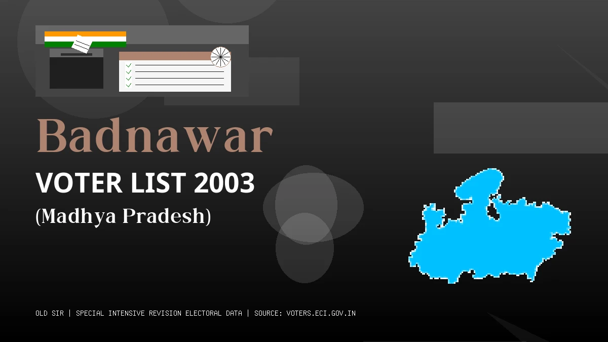 Badnawar Voter List 2003 PDF Download Madhya Pradesh