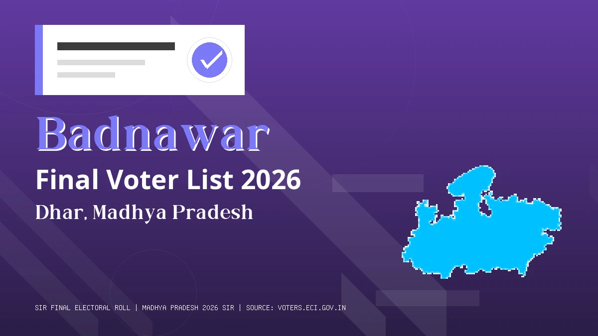 Badnawar Final Voter List 2026 Madhya Pradesh