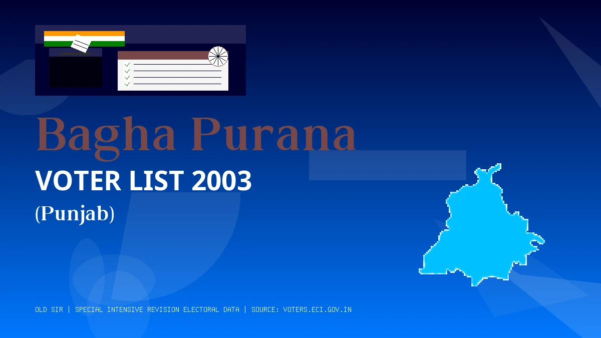 Bagha Purana Voter List 2003 PDF Download Punjab