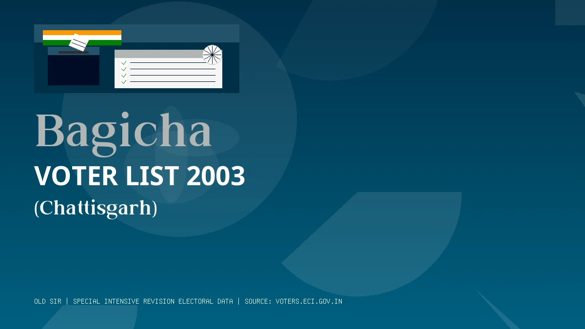 Bagicha Voter List 2003 PDF Download Chattisgarh