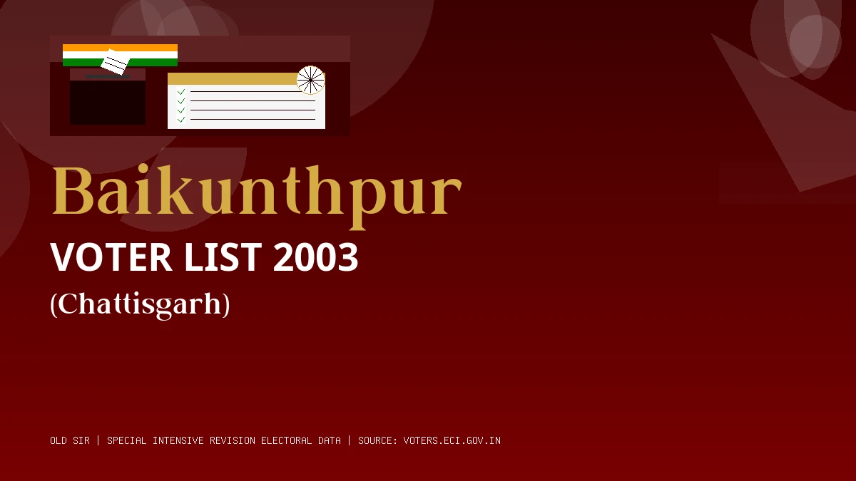 Baikunthpur Voter List 2003 PDF Download Chattisgarh