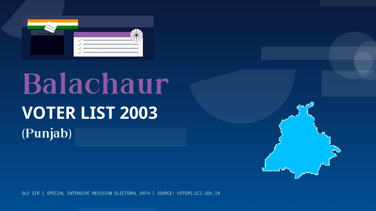 Balachaur Voter List 2003 PDF Download Punjab