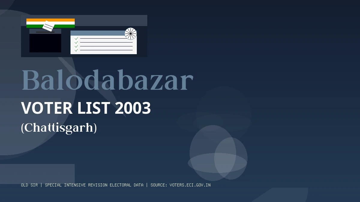 Balodabazar Voter List 2003 PDF Download Chattisgarh