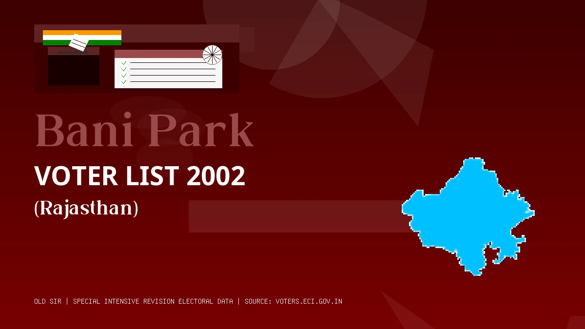 Bani Park Voter List 2002 PDF Download Rajasthan