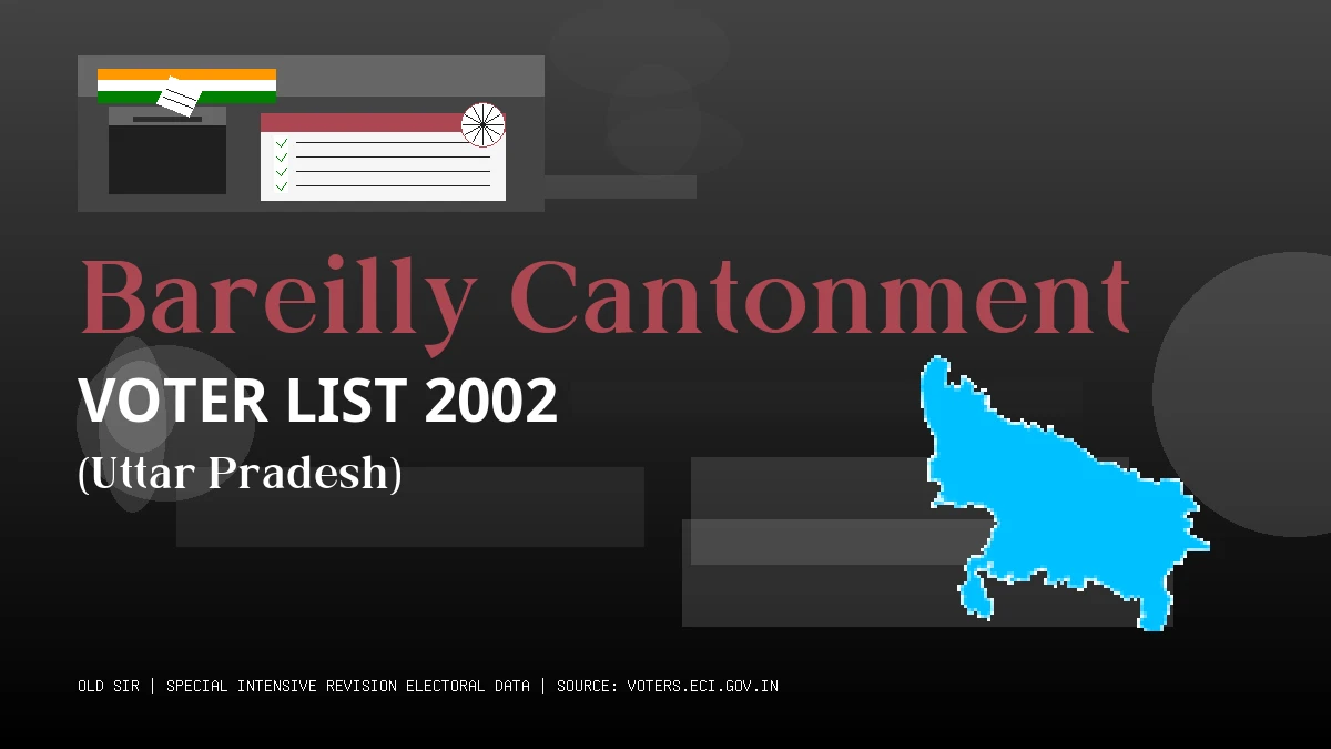 Bareilly Cantonment Voter List 2002 PDF Download Uttar Pradesh