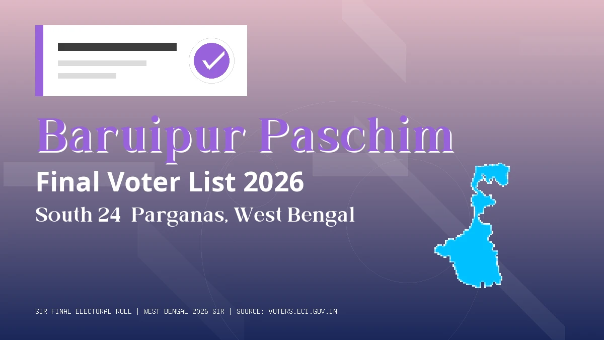 Baruipur Paschim Final Voter List 2026 West Bengal
