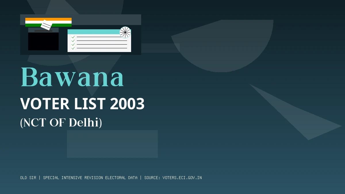Bawana Voter List 2003 PDF Download NCT OF Delhi