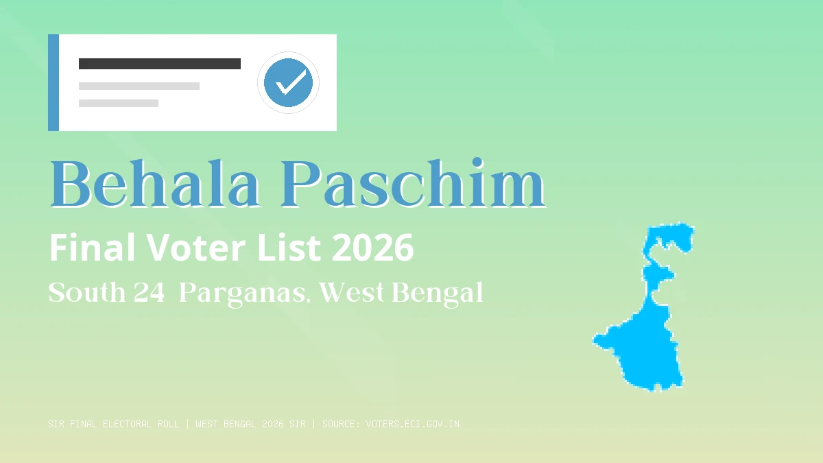 Behala Paschim Final Voter List 2026 West Bengal