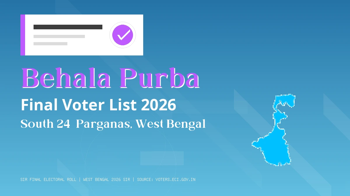 Behala Purba Final Voter List 2026 West Bengal