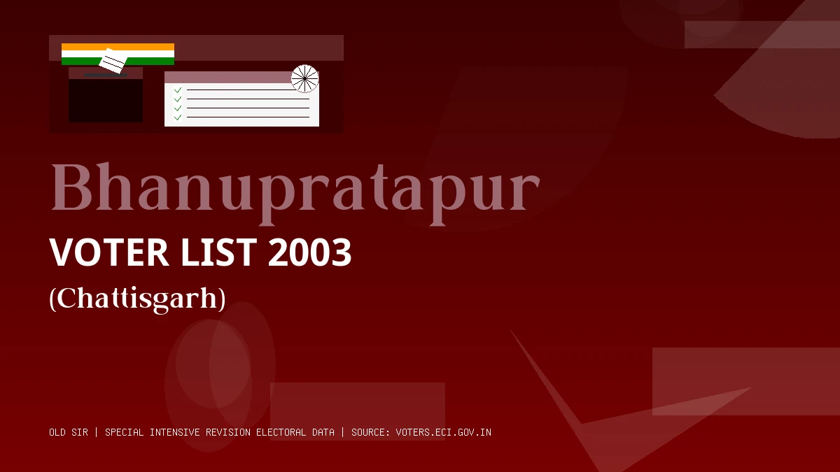 Bhanupratapur Voter List 2003 PDF Download Chattisgarh
