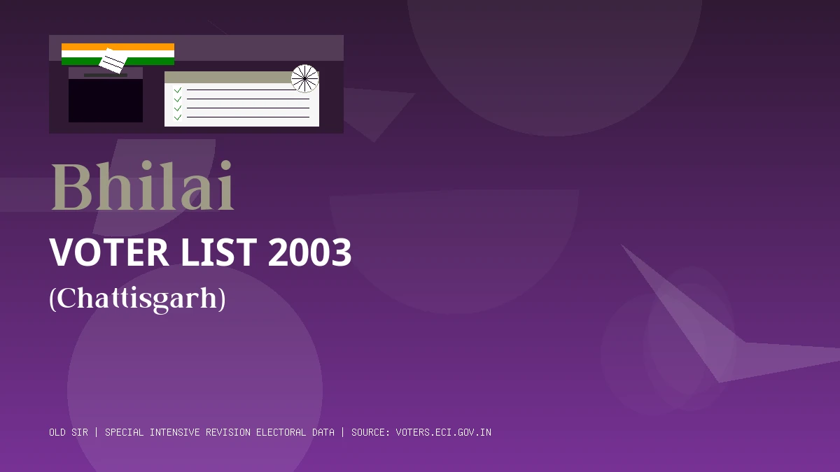 Bhilai Voter List 2003 PDF Download Chattisgarh