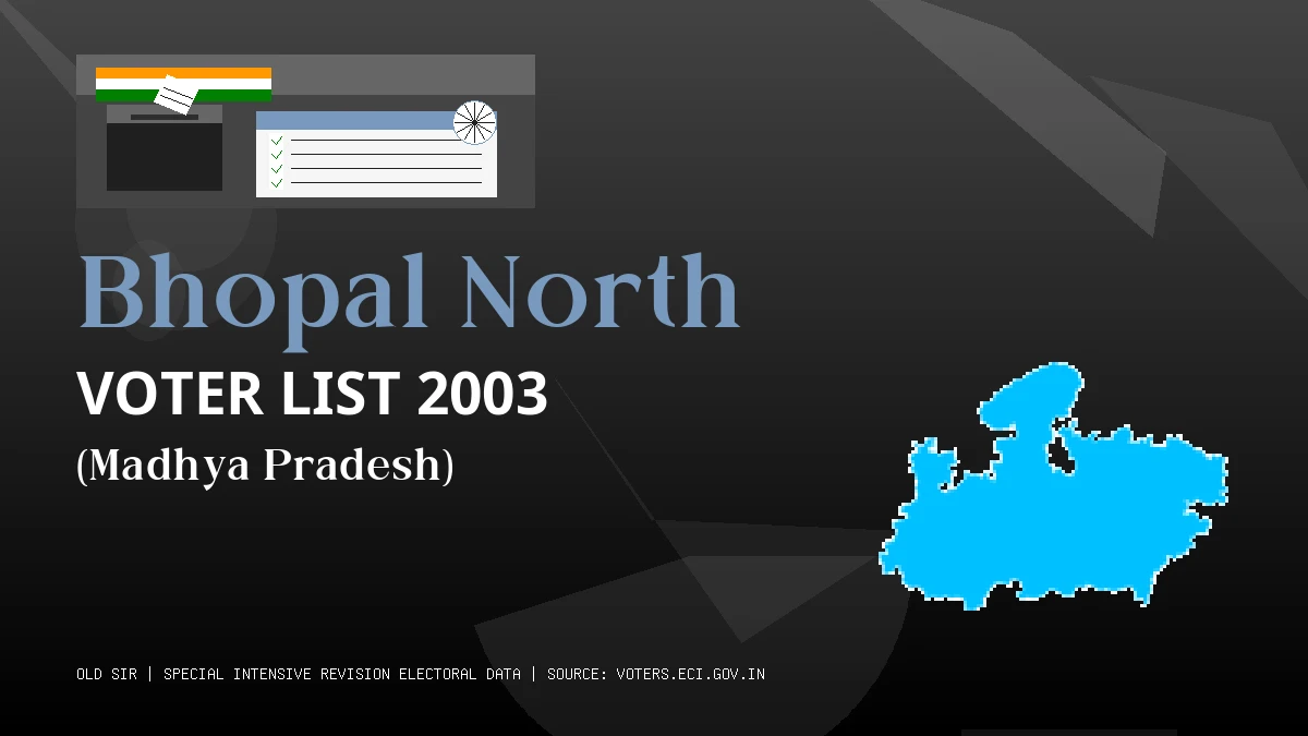 Bhopal North Voter List 2003 PDF Download Madhya Pradesh