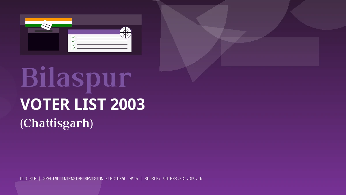 Bilaspur Voter List 2003 PDF Download Chattisgarh