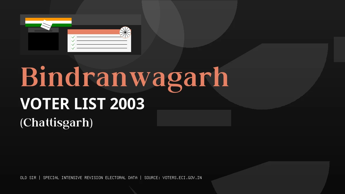 Bindranwagarh Voter List 2003 PDF Download Chattisgarh