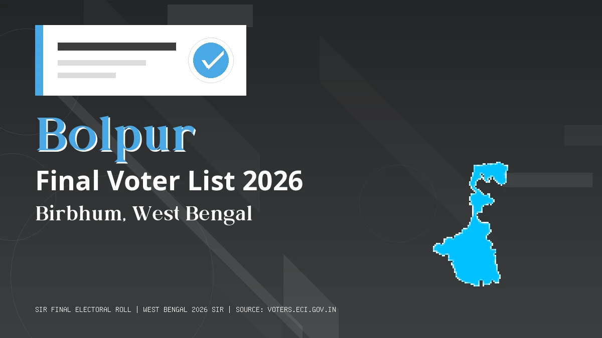 Bolpur Final Voter List 2026 West Bengal