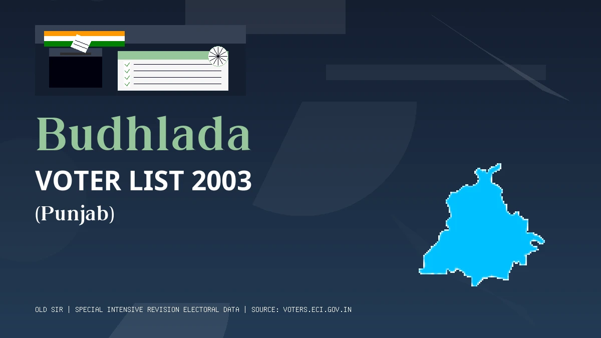 Budhlada Voter List 2003 PDF Download Punjab