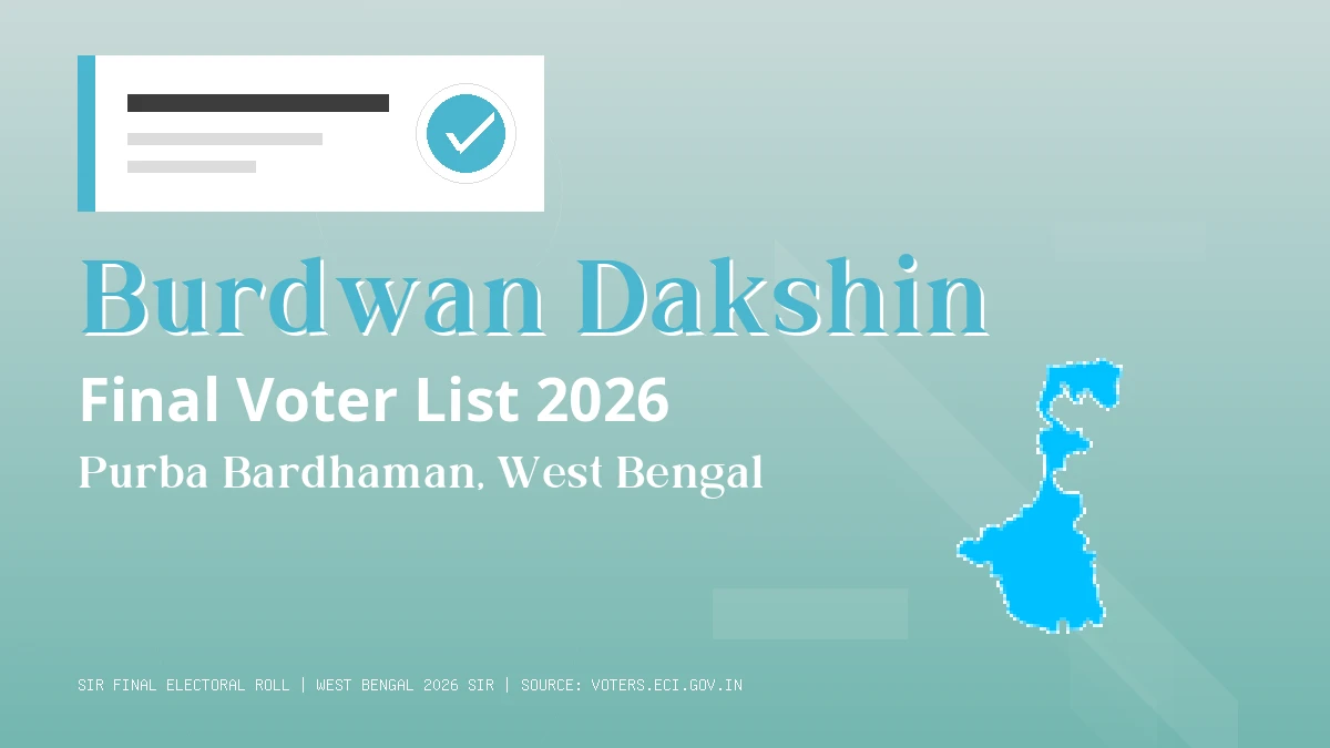 Burdwan Dakshin Final Voter List 2026 West Bengal