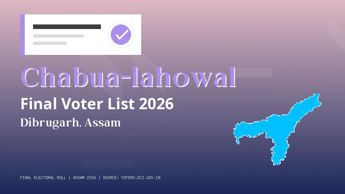 Chabua-lahowal Final Voter List 2026 Assam