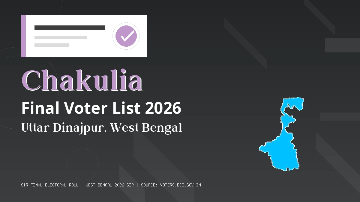 Chakulia Final Voter List 2026 West Bengal