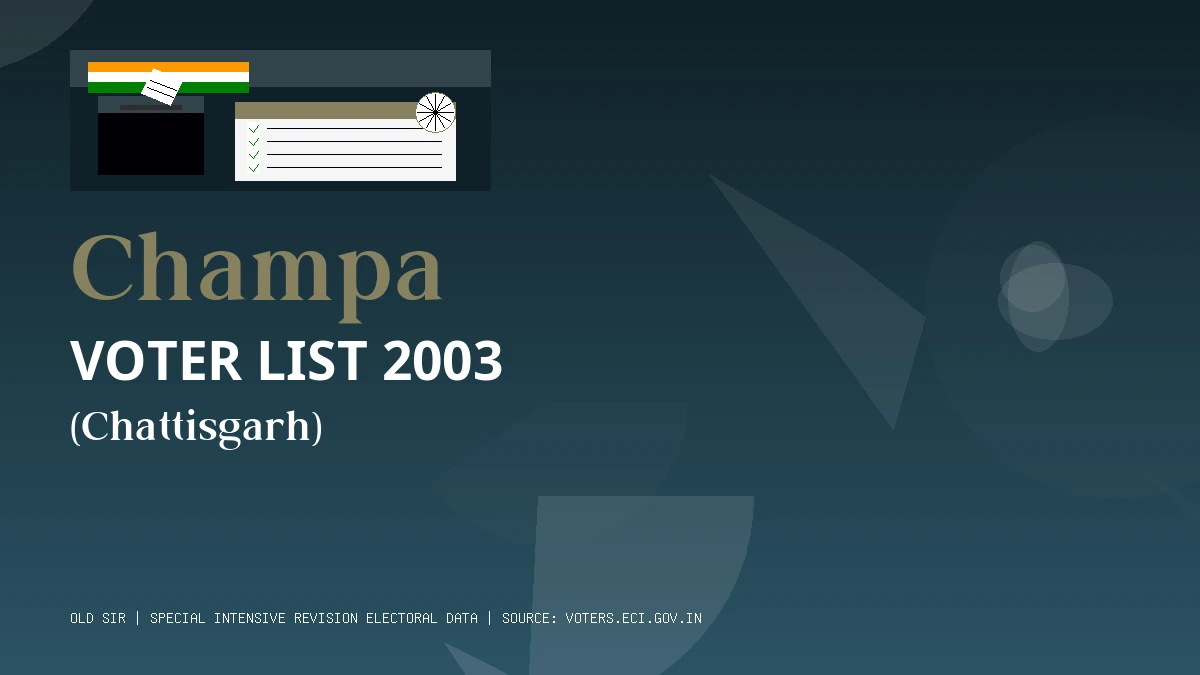 Champa Voter List 2003 PDF Download Chattisgarh