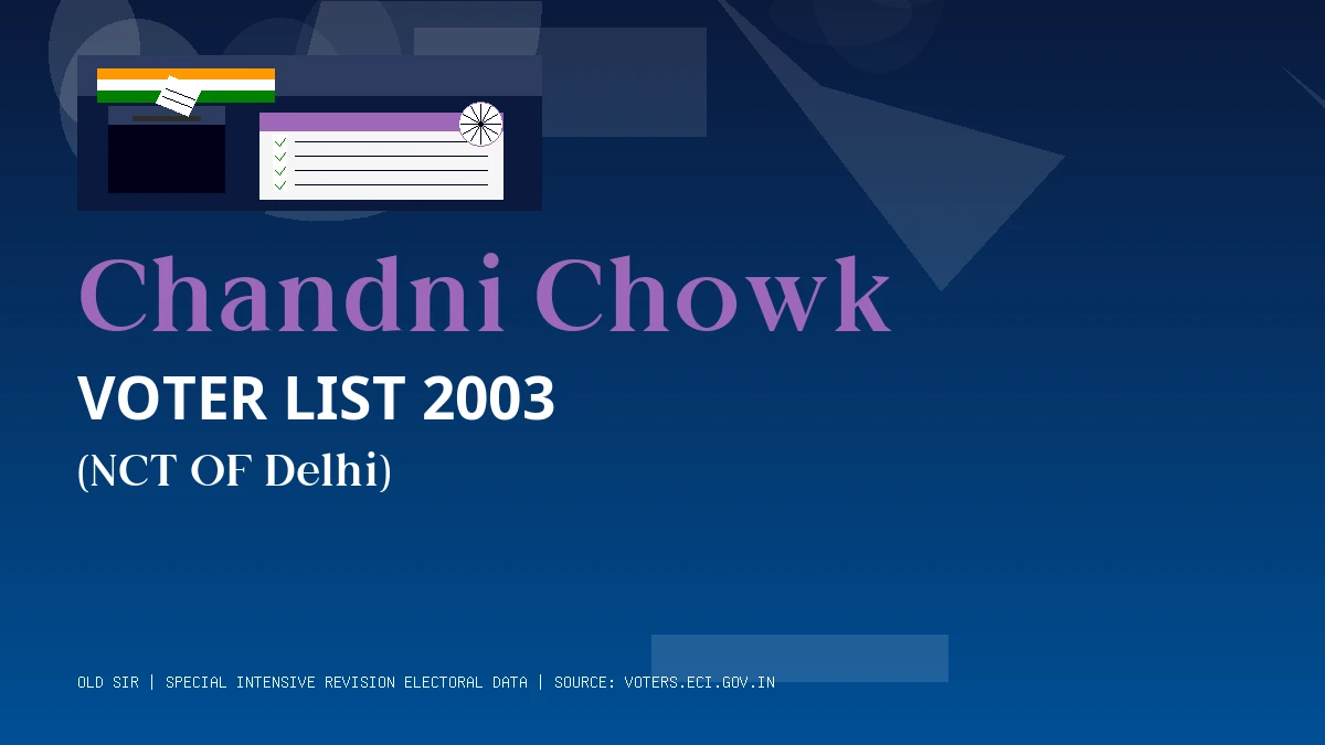 Chandni Chowk Voter List 2003 PDF Download NCT OF Delhi
