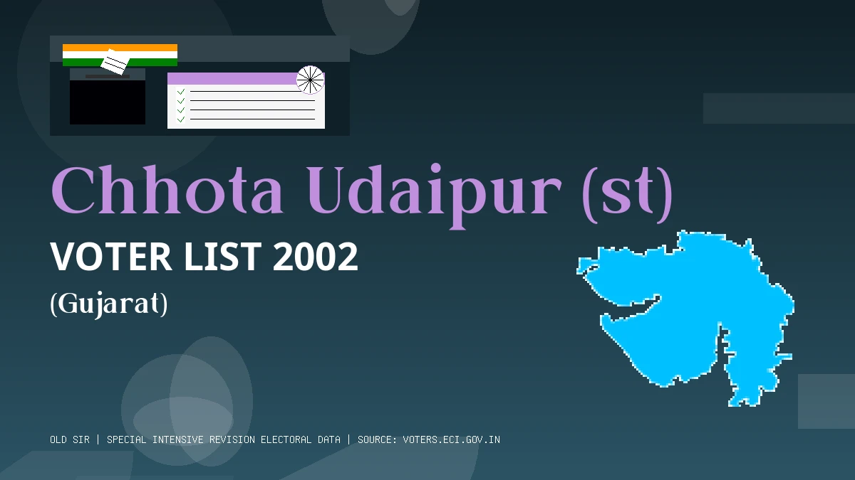 Chhota Udaipur (st) Voter List 2002 PDF Download Gujarat
