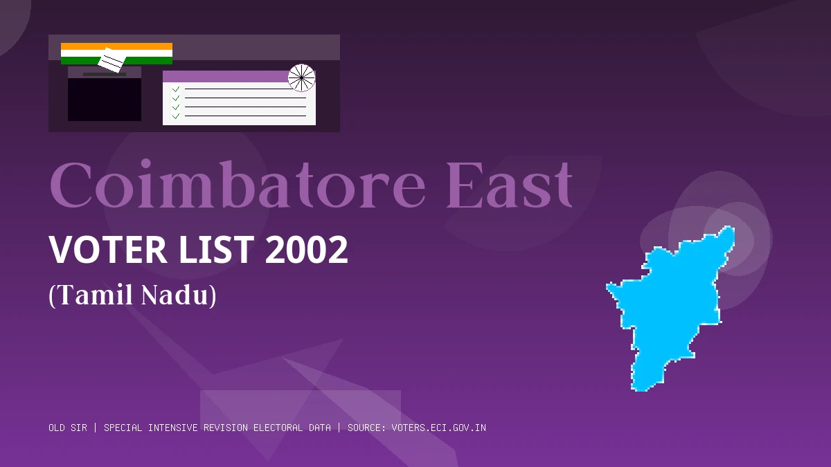 Coimbatore East Voter List 2002 PDF Download Tamil Nadu