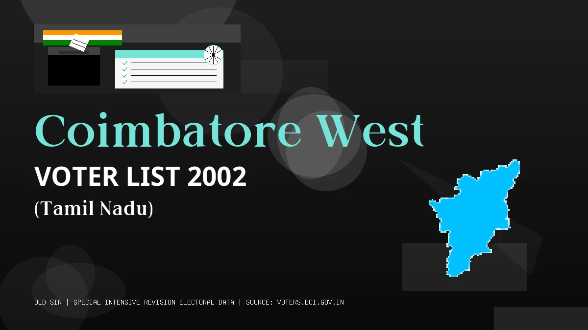 Coimbatore West Voter List 2002 PDF Download Tamil Nadu