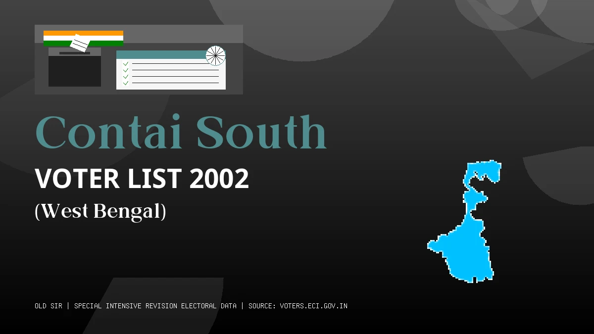 Contai South Voter List 2002 PDF Download West Bengal