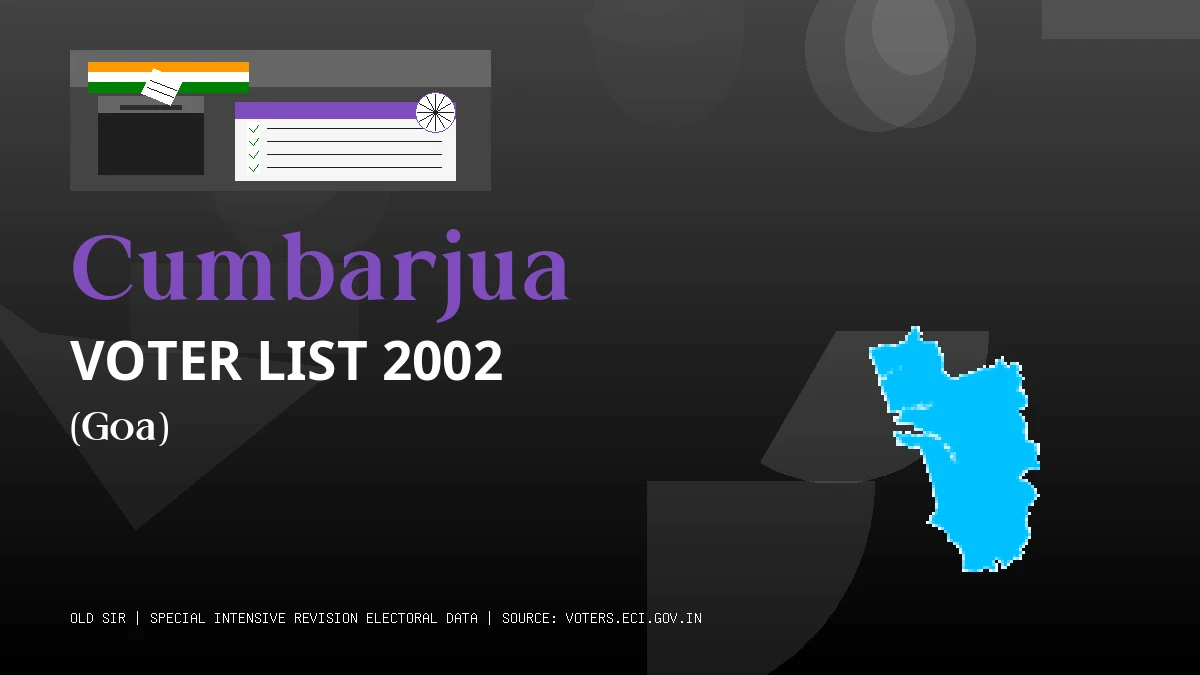 Cumbarjua Voter List 2002 PDF Download Goa