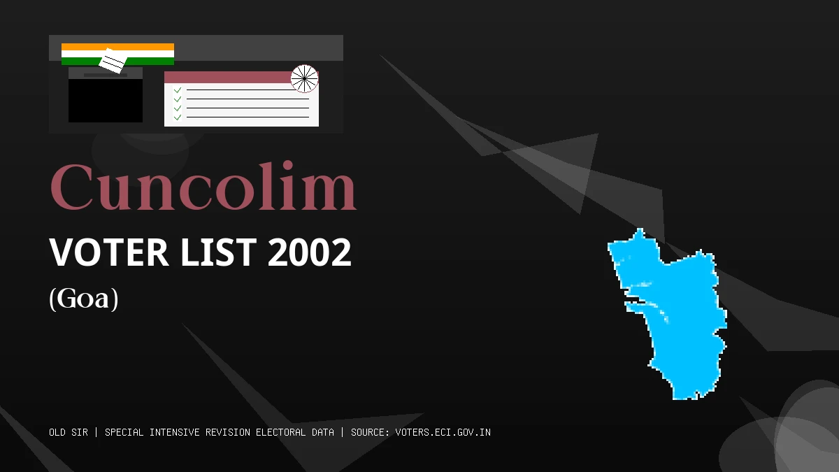 Cuncolim Voter List 2002 PDF Download Goa