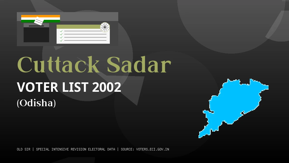 Cuttack Sadar Voter List 2002 PDF Download Odisha