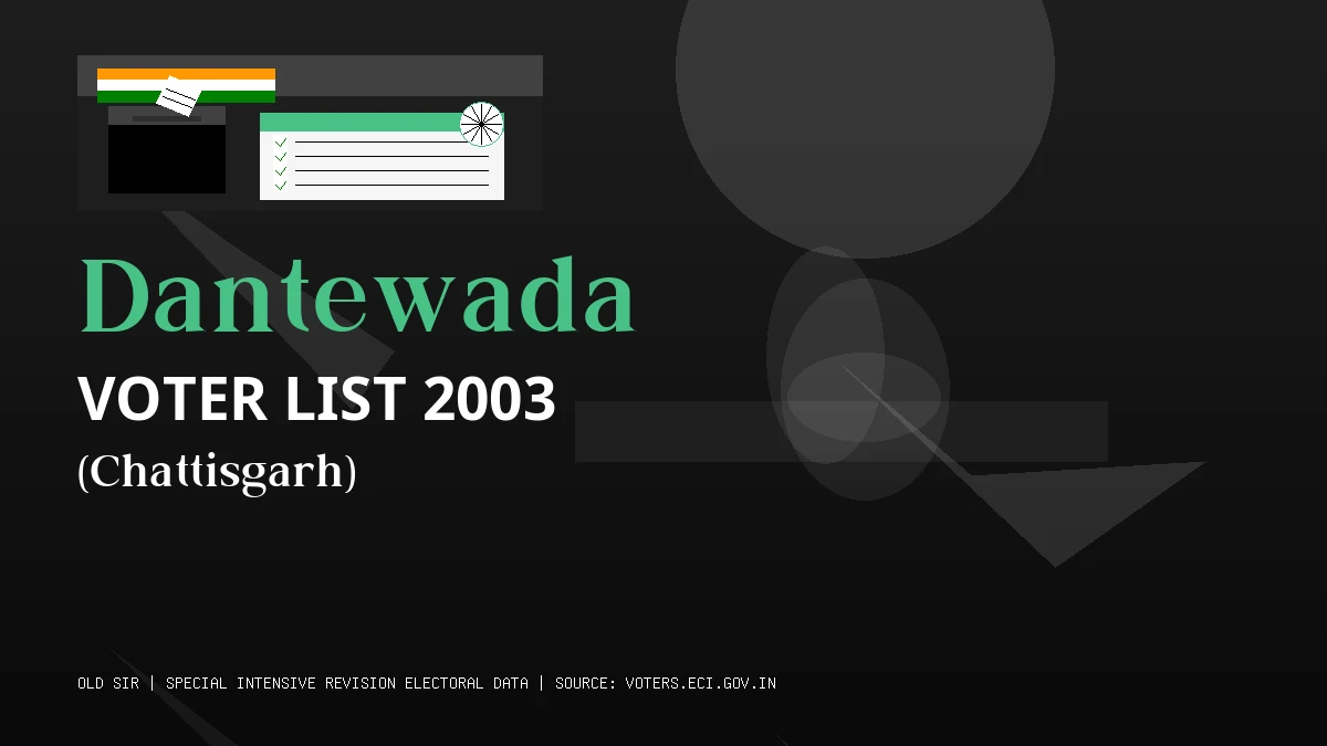 Dantewada Voter List 2003 PDF Download Chattisgarh