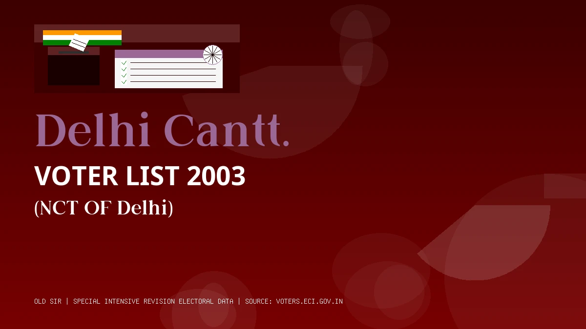 Delhi Cantt. Voter List 2003 PDF Download NCT OF Delhi