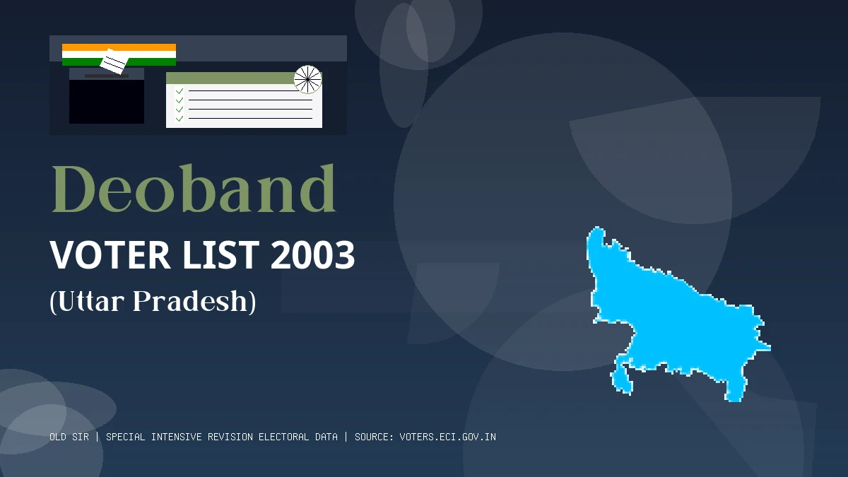 Deoband Voter List 2003 PDF Download Uttar Pradesh